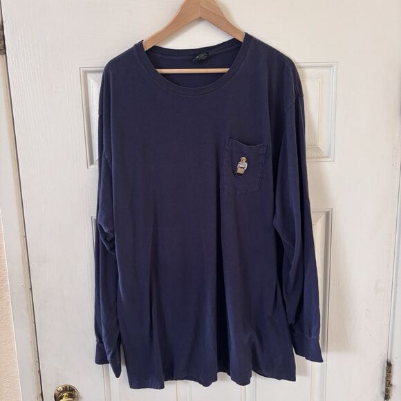 Vintage Polo Ralph Lauren Shirt Mens XL Blue Teddy Bear Long Sleeve Tee Designer - Picture 2 of 10